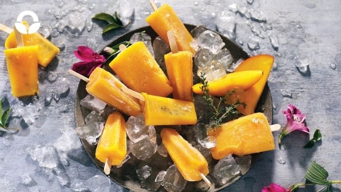 Mango, Lime and Thyme Popsicles