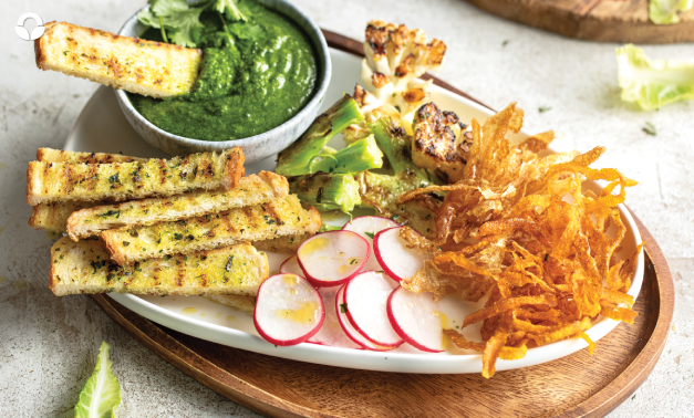 Veg Top Pesto with veg off-cut Crudites Platter